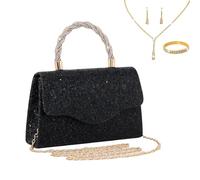 LiveGo Sparkly Rhinestone Clutch Purse for Women Girls, Bling Evening Bag Handbag for Wedding Prom Cocktail Party, Crystal Crossbody Shoulder Bag for Bride Bridesmaid Gift (Black A)