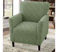 LiveGo Stretch Banquet Armchair Slipcover, Knit Chair Covers with Arms, Non-Slip Waterproof Chair Slipcover for Living Room, Office, Reception, and Pet-Friendly Furniture Protector (Bean Green C)