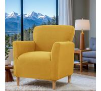 LiveGo Stretch Banquet Armchair Slipcover, Knit Chair Covers with Arms, Non-Slip Waterproof Chair Slipcover for Living Room, Office, Reception, and Pet-Friendly Furniture Protector (Lemon Yellow)