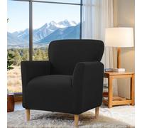 LiveGo Stretch Banquet Armchair Slipcover, Knit Chair Covers with Arms, Non-Slip Waterproof Chair Slipcover for Living Room, Office, Reception, and Pet-Friendly Furniture Protector (Black)