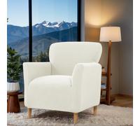 LiveGo Stretch Banquet Armchair Slipcover, Knit Chair Covers with Arms, Non-Slip Waterproof Chair Slipcover for Living Room, Office, Reception, and Pet-Friendly Furniture Protector (Milky White)