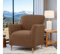 LiveGo Stretch Banquet Armchair Slipcover, Knit Chair Covers with Arms, Non-Slip Waterproof Chair Slipcover for Living Room, Office, Reception, and Pet-Friendly Furniture Protector (Dark Coffee)