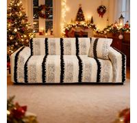 LiveGo Stretch Velvet Sofa Slipcover Furniture Protector Non Slip Universal Sofa Covers 1 2 3 Seater Couch Covers 1 Peice Couch Slipcover+1 Pillow Cover for Sectional Sofa(Velvet Black, 2 Seater)