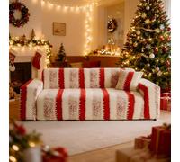 LiveGo Stretch Velvet Sofa Slipcover Furniture Protector Non Slip Universal Sofa Covers 1 2 3 Seater Couch Covers 1 Peice Couch Slipcover+1 Pillow Cover for Sectional Sofa(Velvet Red, 1 Seater)