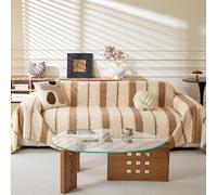 LiveGo Thick Plush Wool Sofa Cover for 3 Seater, Soft Fuzzy Faux Rabbit Fur Non-Slip Slipcover, All-Season Washable Couch Protector for Dogs, L Shaped Sofa Cover (Plush Coffee, 180×300 cm)