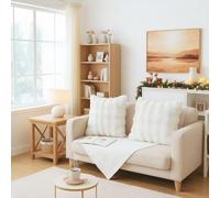 LiveGo Throw Pillow Covers 2-Pack, 45x45 cm Fluffy Rabbit Fur Cushion Cover, Soft Cozy Home Decor for Bedroom, Living Room, Sofa, Recliner, RV (White)