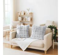 LiveGo Throw Pillow Covers 2-Pack, 45x45 cm Fluffy Rabbit Fur Cushion Cover, Soft Cozy Home Decor for Bedroom, Living Room, Sofa, Recliner, RV (Light gray)