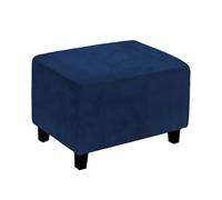 LiveGo Velvet Ottoman Cover Large Size, Stretch Footstool Cover, Rectangle Ottoman Slipcover, Soft Rectangle Foot Stool Protector for Living Room(Cyan-blue, Ottomans Not Included)
