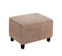 LiveGo Velvet Ottoman Cover Large Size, Stretch Footstool Cover, Rectangle Ottoman Slipover, Soft Rectangle Foot Stool Protector for Living Room(Brown, Footstools & Ottomans Not Included)