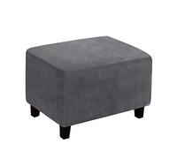 LiveGo Velvet Ottoman Cover Large Size, Stretch Footstool Cover, Rectangle Ottoman Slipover, Soft Rectangle Foot Stool Protector for Living Room(Grey, Footstools & Ottomans Not Included)