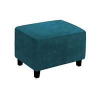 LiveGo Velvet Ottoman Cover X-Large, Stretch Footstool Cover, Rectangle Ottoman Slipover, Soft Rectangle Foot Stool Protector for Living Room(Deep Teal, Footstools & Ottomans Not Included)
