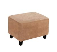 LiveGo Velvet Ottoman Cover X-Large, Stretch Footstool Cover, Rectangle Ottoman Slipover, Soft Rectangle Foot Stool Protector for Living Room(Camel, Footstools & Ottomans Not Included)