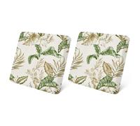 LiveGo Waterproof Patio Chair Cushion Covers,2 Pack Non-Slip Outdoor Seat Cushion Pad Replacement Patio Furniture Cushions Couch Slipcovers Chair Seat Cover for Garden Outdoor (Leaves Beige)