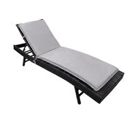 LiveGo Waterproof Sun Lounger Cushion - Outdoor Garden Recliner Chair Pad, Thick Chaise Lounge Mattress with High Back, Foldable Seat Cushion with Ties for Patio (Light Grey, 193x58x6cm)