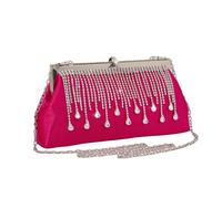 LiveGo Womens Evening Bag Sparkly Bow Clutch Purse Wedding Party Purses Glitter Rhinestone Cocktail Prom Handbags (Rose red)
