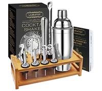 LIVEHITOP Cocktail Shaker Kit with Stand, 15PCS Bartender Set with 750ml Stainless Steel Shaker, Gift Set with Recipe Book for Drink, Home, Bar, Party