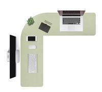 Liveinu L Shaped Gaming Desk Mat Mouse Pad, PU Leather Corner Desk Mat Blotter, Waterproof Desktop Protector for Computer Keyboard Home Office, Green, 120x120x40cm