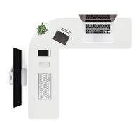Liveinu L Shaped Gaming Desk Mat Mouse Pad, PU Leather Corner Desk Mat Blotter, Waterproof Desktop Protector for Computer Keyboard Home Office, White, 120x120x40cm