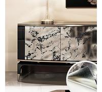 LiveInUrban Antique Peel and Stick Wallpaper Modern Rusty Mirror, Waterproof Self Adhesive Wall Sticker for Furniture Sticker, Thickend Wall Mural Chrome Marble Art Home Decor 39X100CM