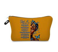 Livel lhood African American Makeup Bag Cute Small Organizer Zipper Pouch God Says You Are Unique Cosmetic Bag Bible Inspired Birthday Present for Black Women Friends, hzt0752, S