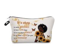 Livel lhood African American Makeup Bag Cute Small Organizer Zipper Pouch It's Okay To Be Yourself Cosmetic Bag Inspiring Birthday Present for Black Women Friends, hzt0747, S