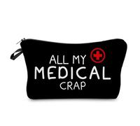 Livel lhood All My Medical Crap Makeup Bag Cute Small Organizer Zipper Pouch Drug Storage Cosmetic Bag Birthday Present for Women Friends, hzz18087, S