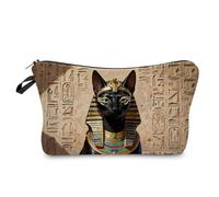 Livel lhood Ancient Egypt Mythology Makeup Bag Cute Small Organizer Zipper Pouch Egyptian Black Cat Cosmetic Bag Birthday Present for Women Friends