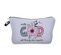 Livel lhood Bible Quotes Makeup Bag Small Organizer Zipper Pouch With God All Things Are Possible Cosmetic Bag Christian Present for Women Friends, hzt0618
