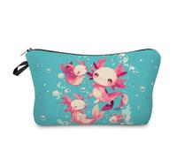 Livel lhood Bubble Axolotl Makeup Bag Cute Small Organizer Zipper Pouch Bubble Adorable Axolotl Cosmetic Bag Birthday Present for Women Friends