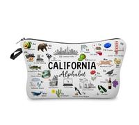 Livel lhood California Alphabet Makeup Bag Cute Small Organizer Zipper Pouch California Alphabet Cosmetic Bag Travel Present for Women Friends