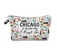 Livel lhood Chicago Is Calling Makeup Bag Cute Small Organizer Zipper Pouch Chicago Is Calling Cosmetic Bag Travel Present for Women Friends