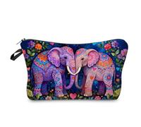 Livel lhood Ethnic Elephant Cosmetic Bag Bohemian Mandala Elephant Organizer Zipper Pouch Present for Women, hzz19554, S