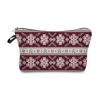 Livel lhood Fair Isle Knitting Pattern Makeup Bag Cute Small Organizer Zipper Pouch Vintage Fair Isle Knitting Pattern Cosmetic Bag Christmas Birthday Present for Women Friends