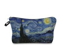 Livel lhood Famous Painting Cosmetic Bag Small Organizer Zipper Pouch Van Gogh Monet Klimt Painting Present for Artists Women Friends, The Starry Night, 8.65 x 2 x 5.35 inches, Floral