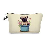 Livel lhood Floral Pug Makeup Bag Cute Small Organizer Zipper Pouch Floral Pug Cosmetic Bag Birthday Present for Women Friends -2, hzj0703