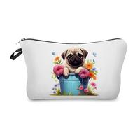 Livel lhood Floral Pug Makeup Bag Cute Small Organizer Zipper Pouch Floral Pug Cosmetic Bag Birthday Present for Women Friends -1, hzj0702