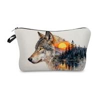 Livel lhood Forest Animals Makeup Bag Cute Small Organizer Zipper Pouch Wolf Cosmetic Bag Birthday Present for Women Friends