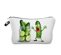 Livel lhood Funny Pickle Lovers Makeup Bag Cute Small Organizer Zipper Pouch Pickled Cucumber Cosmetic Bag Birthday Present for Women Friends