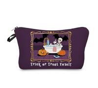 Livel lhood Funny Skeleton Makeup Bag Cute Small Organizer Zipper Pouch Trick Or Treat Yourself Cosmetic Bag Halloween Present for Women Friends
