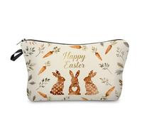Livel lhood Happy Easter Bunny Makeup Bag Cute Small Organizer Zipper Pouch Happy Easter Bunny Cosmetic Bag Birthday Present for Women Friends