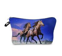 Livel lhood Horses Makeup Bag Small Organizer Bag Toiletry Zipper Pouch Oil Painting Style Horses Battle Steed Cosmetic Bag Birthday Present for Horse Lovers Women Friends, hzt0662