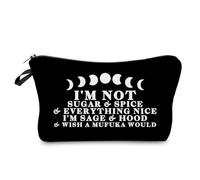 Livel lhood I'M Not Sugar Spice Makeup Bag Cute Small Organizer Zipper Pouch Moon Phase Witch Cosmetic Bag Birthday Present for Women Friends, hzz18079, S