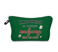 Livel lhood Mahjong Pattern Makeup Bag Chinese Mahjong Small Organizer Zipper Pouch Happiness Is Playing Mahjong Cosmetic Bag Birthday Present for Mahjong Lovers Women Friends, hzt0595