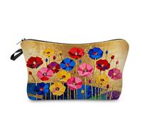 Livel lhood Origami Style Poppy Makeup Bag Cute Small Organizer Zipper Pouch Geometric Colorful Papper Poppy Cosmetic Bag Birthday Present for Women Friends