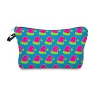 Livel lhood Pop Art Santa Hat Makeup Bag Cute Small Organizer Zipper Pouch Vintage Pop Art Santa Hat Cosmetic Bag Christmas Birthday Present for Women Friends