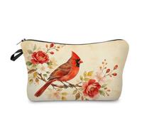 Livel lhood Retro Cardinal Cute Small Makeup Bag | Printed Padded Cosmetic Organizer Zipper Pouch, Retro Cardinal Gift for Women Friends