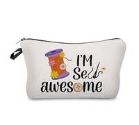 Livel lhood Sew Awesome Makeup Bag Cute Small Organizer Zipper Pouch Cosmetic Bag Sew Awesome Present for Women Friends