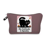 Livel lhood Spooky Cat Makeup Bag Cute Small Organizer Zipper Pouch My Catitude Is Spooky Cosmetic Bag Halloween Present for Women Friends