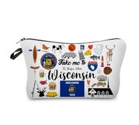 Livel lhood Take Me To Wisconsin Cute Small Makeup Bag | Printed Padded Cosmetic Organizer Zipper Pouch, Take Me To Wisconsin Gift for Women Friends