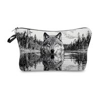 Livel lhood Wolf Makeup Bag Cute Small Organizer Zipper Pouch Forest Animals Cosmetic Bag Birthday Present for Women Friends